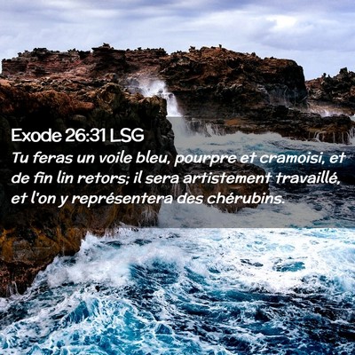 Picture 02 - Exode 26:31 LSG - Tu feras un voile bleu, pourpre et cramoisi, et - Bible Verse Picture