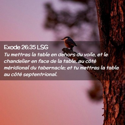 Picture 02 - Exode 26:35 LSG - Tu mettras la table en dehors du voile, et le - Bible Verse Picture