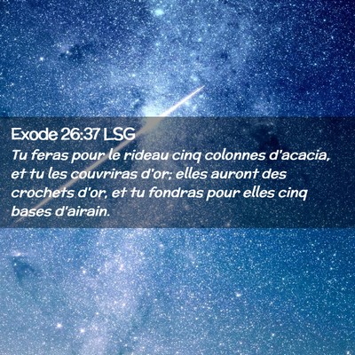 Picture 02 - Exode 26:37 LSG - Tu feras pour le rideau cinq colonnes d'acacia, - Bible Verse Picture