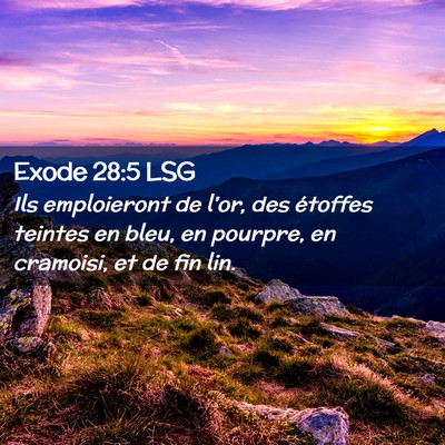 Picture 02 - Exode 28:5 LSG - Ils emploieront de l'or, des étoffes teintes en - Bible Verse Picture