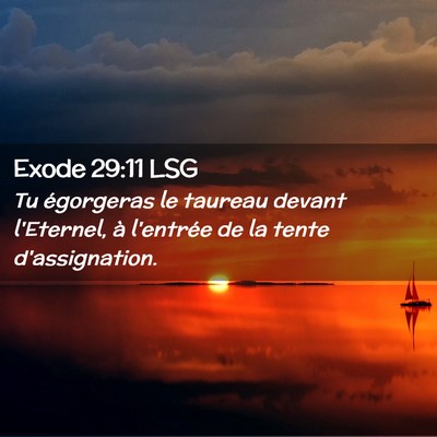 Picture 02 - Exode 29:11 LSG - Tu égorgeras le taureau devant l'Eternel, à - Bible Verse Picture