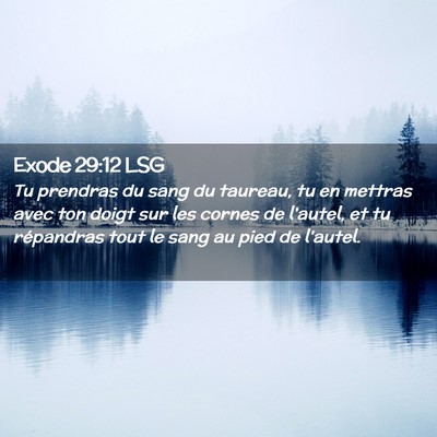 Picture 02 - Exode 29:12 LSG - Tu prendras du sang du taureau, tu en mettras - Bible Verse Picture