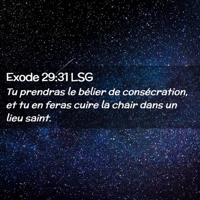 Picture 02 - Exode 29:31 LSG - Tu prendras le bélier de consécration, et tu en - Bible Verse Picture