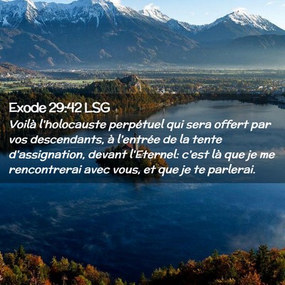 Picture 02 - Exode 29:42 LSG - Voilà l'holocauste perpétuel qui sera offert - Bible Verse Picture