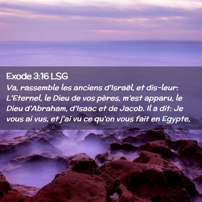 Picture 02 - Exode 3:16 LSG - Va, rassemble les anciens d'Israël, et dis-leur: - Bible Verse Picture