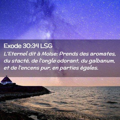 Picture 02 - Exode 30:34 LSG - L'Eternel dit à Moïse: Prends des aromates, du - Bible Verse Picture