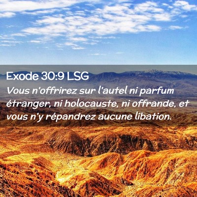 Picture 02 - Exode 30:9 LSG - Vous n'offrirez sur l'autel ni parfum étranger, - Bible Verse Picture