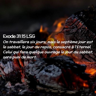 Picture 02 - Exode 31:15 LSG - On travaillera six jours; mais le septième jour - Bible Verse Picture