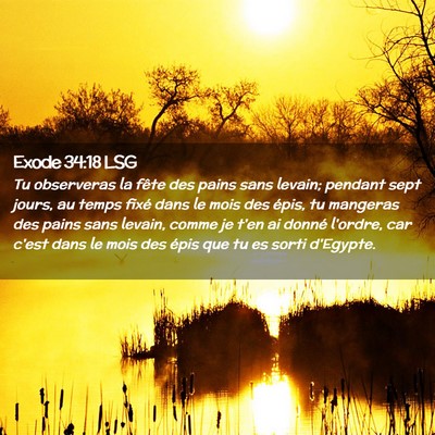 Picture 02 - Exode 34:18 LSG - Tu observeras la fête des pains sans levain; - Bible Verse Picture