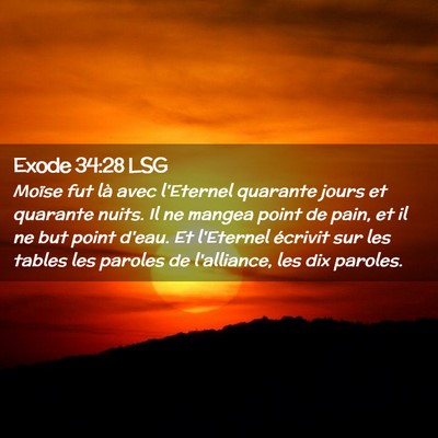 Picture 02 - Exode 34:28 LSG - Moïse fut là avec l'Eternel quarante jours et - Bible Verse Picture