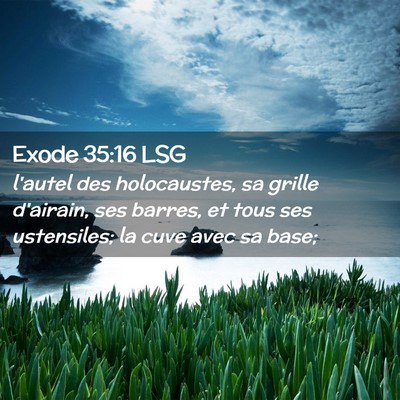 Picture 02 - Exode 35:16 LSG - l'autel des holocaustes, sa grille d'airain, ses - Bible Verse Picture