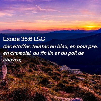 Picture 02 - Exode 35:6 LSG - des étoffes teintes en bleu, en pourpre, en - Bible Verse Picture