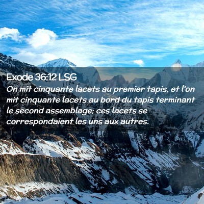 Picture 02 - Exode 36:12 LSG - On mit cinquante lacets au premier tapis, et l'on - Bible Verse Picture