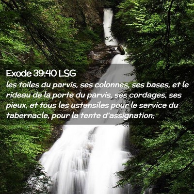 Picture 02 - Exode 39:40 LSG - les toiles du parvis, ses colonnes, ses bases, et - Bible Verse Picture