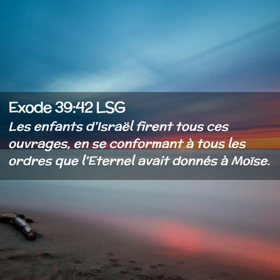 Picture 02 - Exode 39:42 LSG - Les enfants d'Israël firent tous ces ouvrages, - Bible Verse Picture