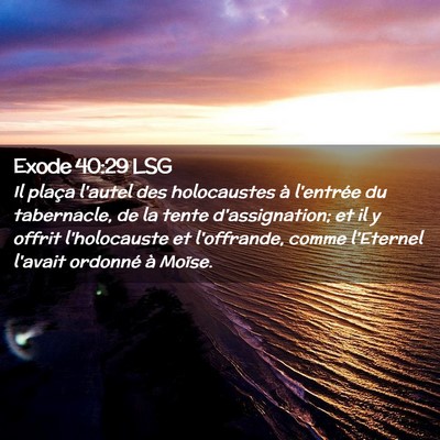 Picture 02 - Exode 40:29 LSG - Il plaça l'autel des holocaustes à l'entrée du - Bible Verse Picture