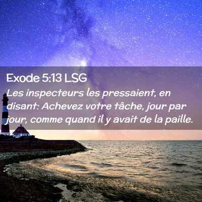 Picture 02 - Exode 5:13 LSG - Les inspecteurs les pressaient, en disant: - Bible Verse Picture