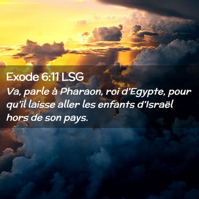 Picture 02 - Exode 6:11 LSG - Va, parle à Pharaon, roi d'Egypte, pour qu'il - Bible Verse Picture