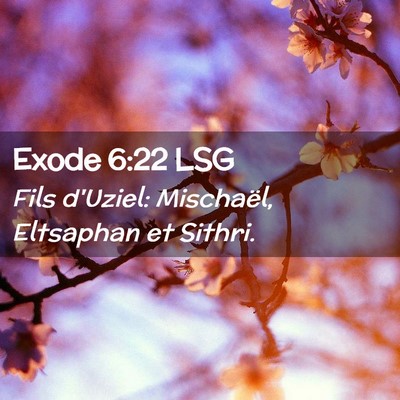 Picture 02 - Exode 6:22 LSG - Fils d'Uziel: Mischaël, Eltsaphan et - Bible Verse Picture