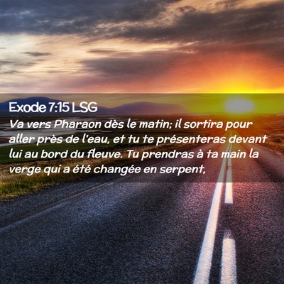 Picture 02 - Exode 7:15 LSG - Va vers Pharaon dès le matin; il sortira pour - Bible Verse Picture