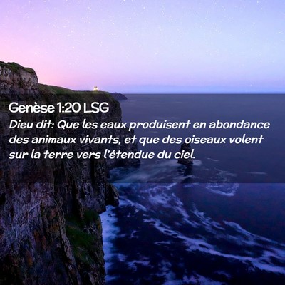 Picture 02 - Genèse 1:20 LSG - Dieu dit: Que les eaux produisent en abondance - Bible Verse Picture