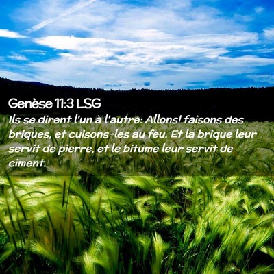 Picture 02 - Genèse 11:3 LSG - Ils se dirent l'un à l'autre: Allons! faisons - Bible Verse Picture