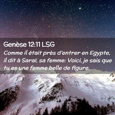 Picture 02 - Genèse 12:11 LSG - Comme il était près d'entrer en Egypte, il dit - Bible Verse Picture