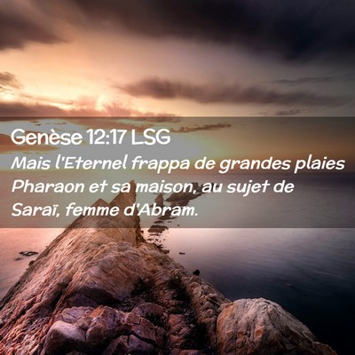 Picture 02 - Genèse 12:17 LSG - Mais l'Eternel frappa de grandes plaies Pharaon - Bible Verse Picture