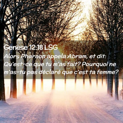 Picture 02 - Genèse 12:18 LSG - Alors Pharaon appela Abram, et dit: Qu'est-ce que - Bible Verse Picture