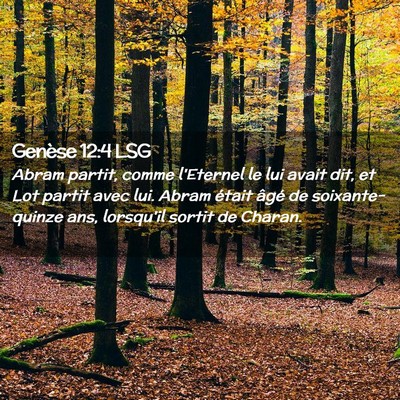 Picture 02 - Genèse 12:4 LSG - Abram partit, comme l'Eternel le lui avait dit, - Bible Verse Picture