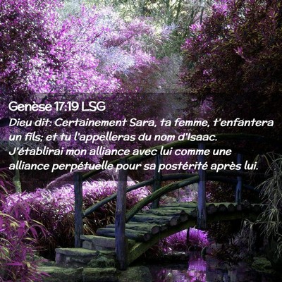 Picture 02 - Genèse 17:19 LSG - Dieu dit: Certainement Sara, ta femme, - Bible Verse Picture