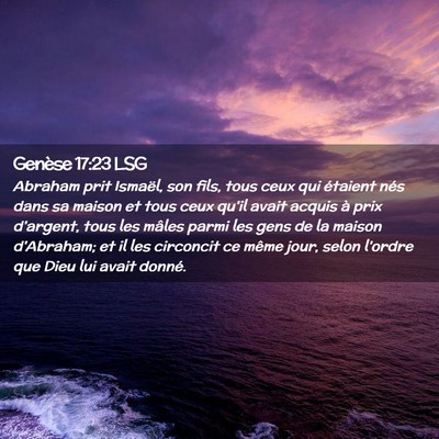 Picture 02 - Genèse 17:23 LSG - Abraham prit Ismaël, son fils, tous ceux qui - Bible Verse Picture