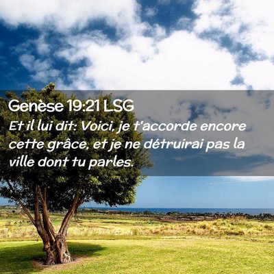 Picture 02 - Genèse 19:21 LSG - Et il lui dit: Voici, je t'accorde encore cette - Bible Verse Picture