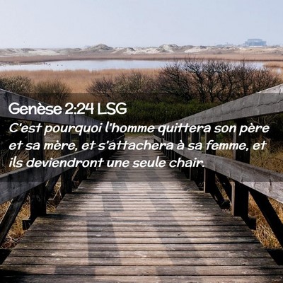 Picture 02 - Genèse 2:24 LSG - C'est pourquoi l'homme quittera son père et sa - Bible Verse Picture