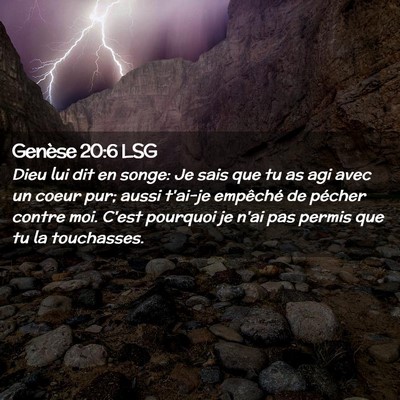 Picture 02 - Genèse 20:6 LSG - Dieu lui dit en songe: Je sais que tu as agi avec - Bible Verse Picture
