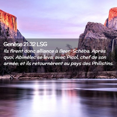 Picture 02 - Genèse 21:32 LSG - Ils firent donc alliance à Beer-Schéba. Après - Bible Verse Picture