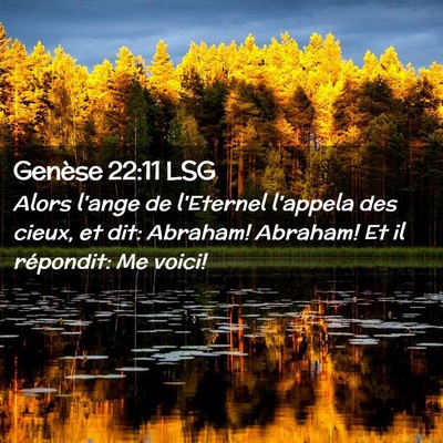 Picture 02 - Genèse 22:11 LSG - Alors l'ange de l'Eternel l'appela des cieux, et - Bible Verse Picture