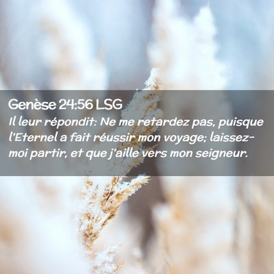 Picture 02 - Genèse 24:56 LSG - Il leur répondit: Ne me retardez pas, puisque - Bible Verse Picture
