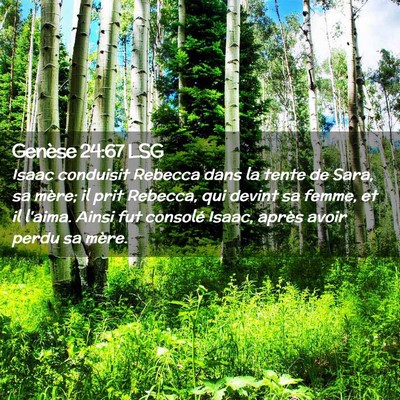 Picture 02 - Genèse 24:67 LSG - Isaac conduisit Rebecca dans la tente de Sara, sa - Bible Verse Picture