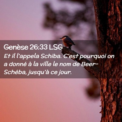 Picture 02 - Genèse 26:33 LSG - Et il l'appela Schiba. C'est pourquoi on a donné - Bible Verse Picture