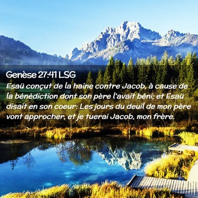 Picture 02 - Genèse 27:41 LSG - Esaü conçut de la haine contre Jacob, à cause - Bible Verse Picture