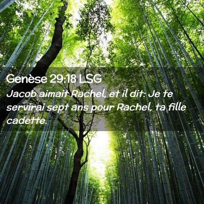 Picture 02 - Genèse 29:18 LSG - Jacob aimait Rachel, et il dit: Je te servirai - Bible Verse Picture