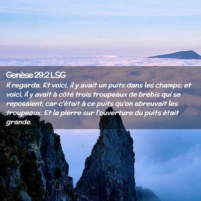 Picture 02 - Genèse 29:2 LSG - Il regarda. Et voici, il y avait un puits dans - Bible Verse Picture