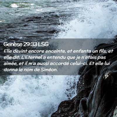 Picture 02 - Genèse 29:33 LSG - Elle devint encore enceinte, et enfanta un fils, - Bible Verse Picture