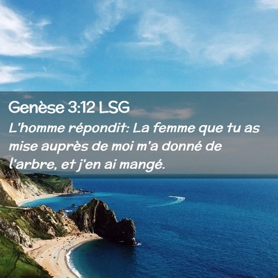 Picture 02 - Genèse 3:12 LSG - L'homme répondit: La femme que tu as mise - Bible Verse Picture