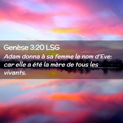 Picture 02 - Genèse 3:20 LSG - Adam donna à sa femme le nom d'Eve: car elle a - Bible Verse Picture