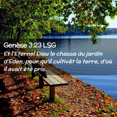 Picture 02 - Genèse 3:23 LSG - Et l'Eternel Dieu le chassa du jardin d'Eden, - Bible Verse Picture
