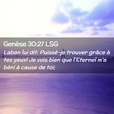 Picture 02 - Genèse 30:27 LSG - Laban lui dit: Puissé-je trouver grâce à tes - Bible Verse Picture