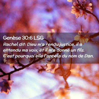 Picture 02 - Genèse 30:6 LSG - Rachel dit: Dieu m'a rendu justice, il a entendu - Bible Verse Picture