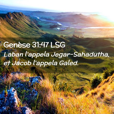Picture 02 - Genèse 31:47 LSG - Laban l'appela Jegar-Sahadutha, et Jacob l'appela - Bible Verse Picture